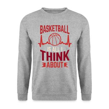 Basketball Cardiogram Heartbeat Gift - Unisex Sweatshirt - salt & pepper - Front - Alina (178cm) & Michal (187cm)