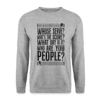 Pickleball Whose Serve? What's The - Unisex Pullover - Weißgrau meliert - Vorne - Alina (178cm) & Michal (187cm)
