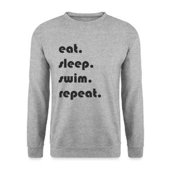 Nager - manger. Dormir. Nager. répéter. - Sweat-shirt Unisexe - gris chiné - Devant - Alina (178cm) & Michal (187cm)