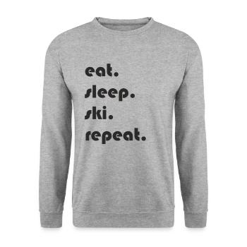 Ski - manger. Dormir. ski. répéter. - Sweat-shirt Unisexe - gris chiné - Devant - Alina (178cm) & Michal (187cm)