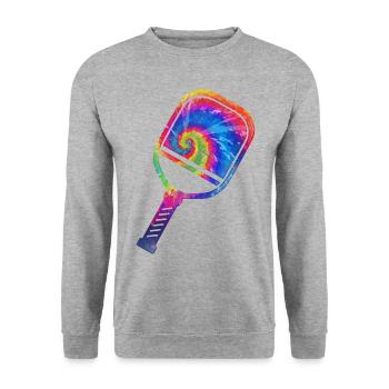 Pickleball Paddle Tie Dye Retro - Unisex Sweatshirt - salt & pepper - Front - Alina (178cm) & Michal (187cm)