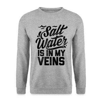Salt Water Is In My Veins Scuba Diver Diving Snork - Unisex Pullover - Weißgrau meliert - Vorne - Alina (178cm) & Michal (187cm)