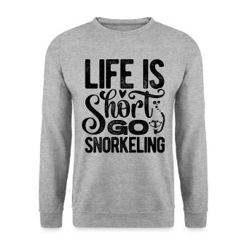 Life Is Short Go Snorkeling Scuba Diver Snorkeling - Unisex Pullover - Weißgrau meliert - Vorne - Alina (178cm) & Michal (187cm)
