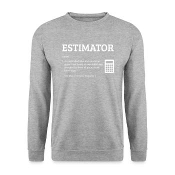 estimator definition, estimator - Unisex Pullover - Weißgrau meliert - Vorne - Alina (178cm) & Michal (187cm)