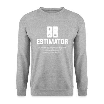 estimator definition, estimator - Unisex Pullover - Weißgrau meliert - Vorne - Alina (178cm) & Michal (187cm)