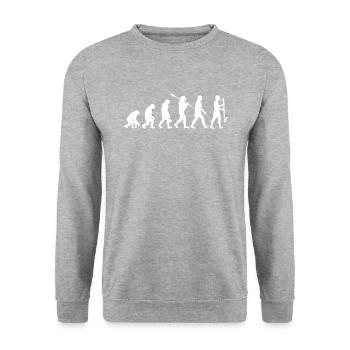 Bass Clarinet evolution, Music marching Bass Clari - Unisex Pullover - Weißgrau meliert - Vorne - Alina (178cm) & Michal (187cm)