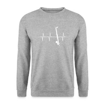 Bass Clarinet heartbeat, marching band Bass Clarin - Unisex Pullover - Weißgrau meliert - Vorne - Alina (178cm) & Michal (187cm)