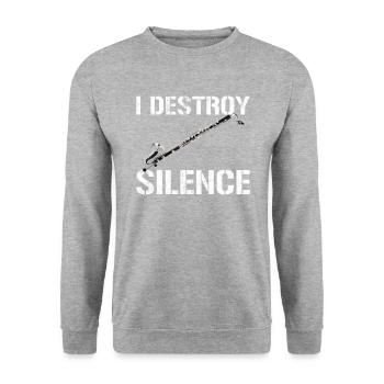 I destroy silence, Music marching band Bass Clarin - Unisex Pullover - Weißgrau meliert - Vorne - Alina (178cm) & Michal (187cm)