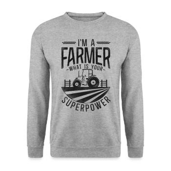 Farming Farmer Tractor Vintage I'm - Unisex Sweatshirt - salt & pepper - Front - Alina (178cm) & Michal (187cm)