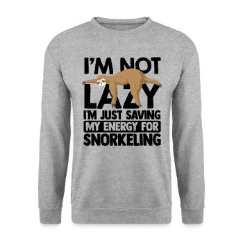 I'm Not Lazy I'm Just Saving My Energy For Snorkel - Unisex Pullover - Weißgrau meliert - Vorne - Alina (178cm) & Michal (187cm)