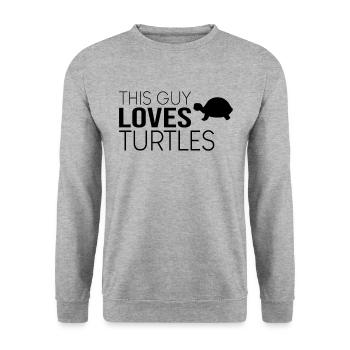 Typ Schildkröte Spruch - Unisex Pullover - Weißgrau meliert - Vorne - Alina (178cm) & Michal (187cm)