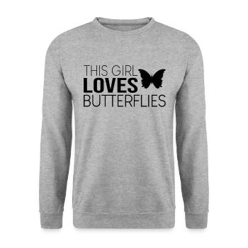 Fille papillon dicton - Sweat-shirt Unisexe - gris chiné - Devant - Alina (178cm) & Michal (187cm)