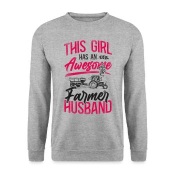 Farming Farmer Husband Tractor - Unisex Pullover - Weißgrau meliert - Vorne - Alina (178cm) & Michal (187cm)