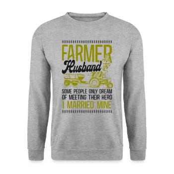 Farming Farmer Husband Tractor - Unisex Sweatshirt - salt & pepper - Front - Alina (178cm) & Michal (187cm)