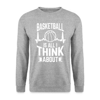 my heart beats for basketball - Unisex Sweatshirt - salt & pepper - Front - Alina (178cm) & Michal (187cm)