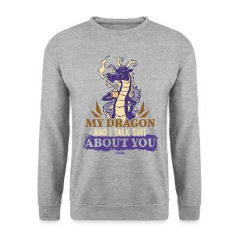 My Dragon And I Talk Shit About You - Unisex Pullover - Weißgrau meliert - Vorne - Alina (178cm) & Michal (187cm)