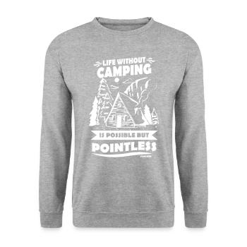 Camping - Unisex Pullover - Weißgrau meliert - Vorne - Alina (178cm) & Michal (187cm)