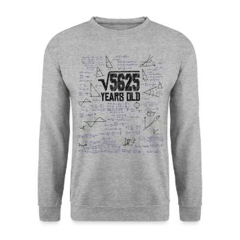 Square Root of 5625 Math Nerd 75th Birthday - Unisex Sweatshirt - salt & pepper - Front - Alina (178cm) & Michal (187cm)