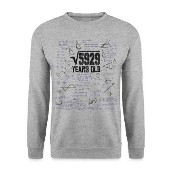 Square Root of 5929 Math Nerd 77th Birthday - Unisex Sweatshirt - salt & pepper - Front - Alina (178cm) & Michal (187cm)