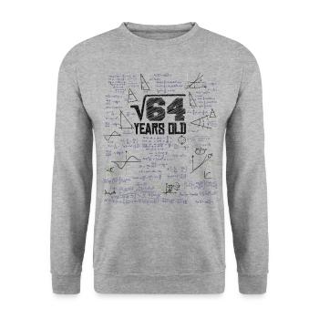 Square root of 64 math nerd 8th birthday - Unisex Sweatshirt - salt & pepper - Front - Alina (178cm) & Michal (187cm)