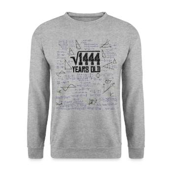 Square Root of 1444 Math Nerd 38th Birthday - Unisex Sweatshirt - salt & pepper - Front - Alina (178cm) & Michal (187cm)