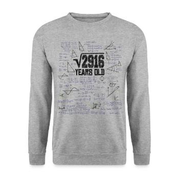 Square Root of 2916 Math Nerd 54th Birthday - Unisex Sweatshirt - salt & pepper - Front - Alina (178cm) & Michal (187cm)
