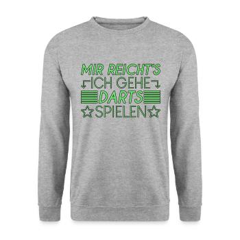 Dart Spruch - Unisex Pullover - Weißgrau meliert - Vorne - Alina (178cm) & Michal (187cm)