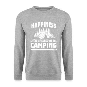 Campingspruch Wald Zelt Natur Outdoor - Unisex Pullover - Weißgrau meliert - Vorne - Alina (178cm) & Michal (187cm)
