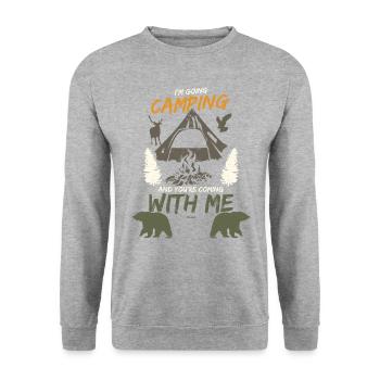 Ich geh campen und du kommst mit Familie Geschenk - Unisex Pullover - Weißgrau meliert - Vorne - Alina (178cm) & Michal (187cm)