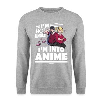 I Love Anime - Unisex Sweatshirt - salt & pepper - Front - Alina (178cm) & Michal (187cm)