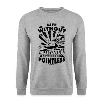 Volleyball Beachvolleyball Geschenk Strand - Unisex Pullover - Weißgrau meliert - Vorne - Alina (178cm) & Michal (187cm)