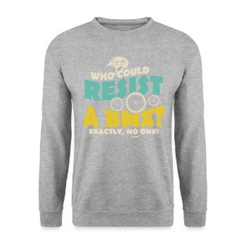 wer kann schon einem BMX widerstehen - Unisex Pullover - Weißgrau meliert - Vorne - Alina (178cm) & Michal (187cm)