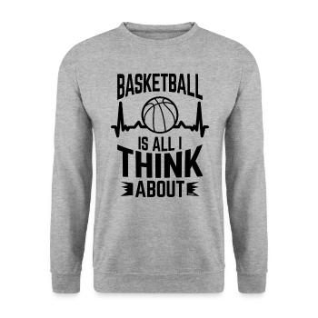 Basketball Herzschlag - Unisex Pullover - Weißgrau meliert - Vorne - Alina (178cm) & Michal (187cm)