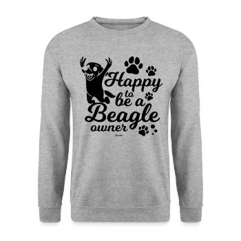 Beagle Hund - Unisex Pullover - Weißgrau meliert - Vorne - Alina (178cm) & Michal (187cm)