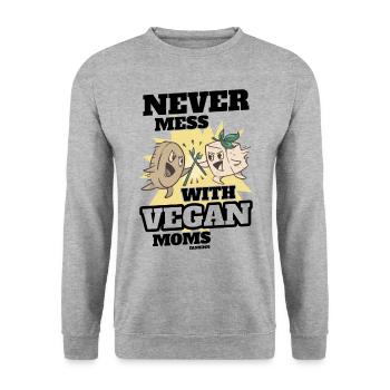 Ne jouez jamais avec les mamans végétaliennes - Sweat-shirt Unisexe - gris chiné - Devant - Alina (178cm) & Michal (187cm)