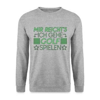 Golf Spruch - Unisex Pullover - Weißgrau meliert - Vorne - Alina (178cm) & Michal (187cm)