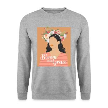 Retro Graphic Botanical Flowers Gardening Plant Lo - Unisex Pullover - Weißgrau meliert - Vorne - Alina (178cm) & Michal (187cm)