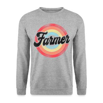 Farming Farmer Retro Vintage - Unisex Pullover - Weißgrau meliert - Vorne - Alina (178cm) & Michal (187cm)