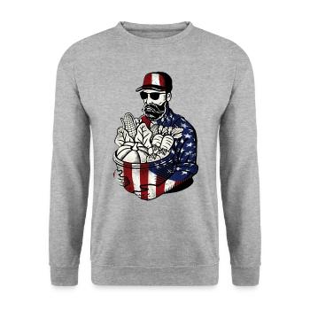 Farming Farmer American Flag Us - Unisex Sweatshirt - salt & pepper - Front - Alina (178cm) & Michal (187cm)