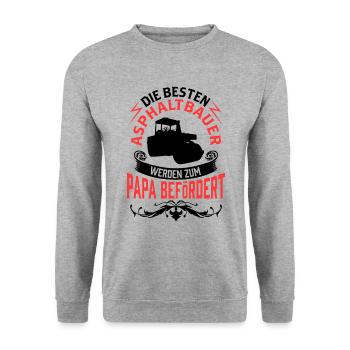 Asphaltbauer zum Papa befördert Asphaltierer - Unisex Pullover - Weißgrau meliert - Vorne - Alina (178cm) & Michal (187cm)