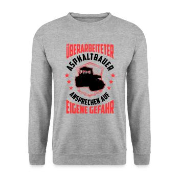 Überarbeiteter Asphaltbauer Asphaltierer - Unisex Pullover - Weißgrau meliert - Vorne - Alina (178cm) & Michal (187cm)