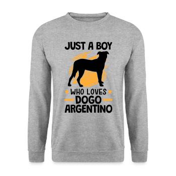 Seulement un garçon qui aime Dogo Argentino - Sweat-shirt Unisexe - gris chiné - Devant - Alina (178cm) & Michal (187cm)