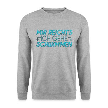 Schwimmen Spruch - Unisex Pullover - Weißgrau meliert - Vorne - Alina (178cm) & Michal (187cm)