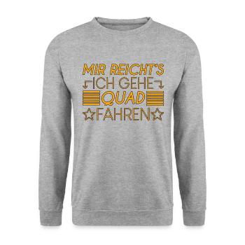 Quad Spruch - Unisex Pullover - Weißgrau meliert - Vorne - Alina (178cm) & Michal (187cm)