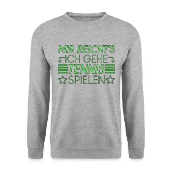Tennis Spruch - Unisex Pullover - Weißgrau meliert - Vorne - Alina (178cm) & Michal (187cm)