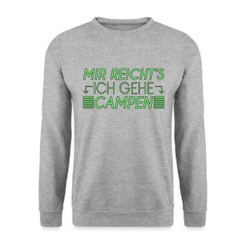 Camping Spruch - Unisex Pullover - Weißgrau meliert - Vorne - Alina (178cm) & Michal (187cm)
