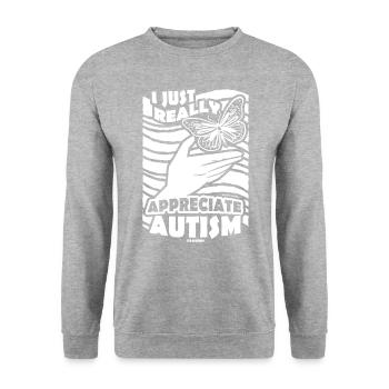 Autisme autistique Conscience Papillon Amour - Sweat-shirt Unisexe - gris chiné - Devant - Alina (178cm) & Michal (187cm)