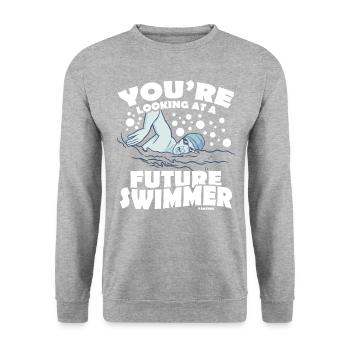 Swimming Lifeguard Swimming Course Outdoor Pool Gift - Unisex Sweatshirt - salt & pepper - Front - Alina (178cm) & Michal (187cm)