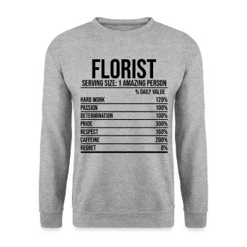 Florist Serving Size 1 Graphic Amazing Person Gard - Unisex Pullover - Weißgrau meliert - Vorne - Alina (178cm) & Michal (187cm)