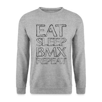 Essen Schlafen Bmx - Unisex Pullover - Weißgrau meliert - Vorne - Alina (178cm) & Michal (187cm)